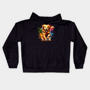 Golden Retriever Dog watercolor splash Kids Hoodie